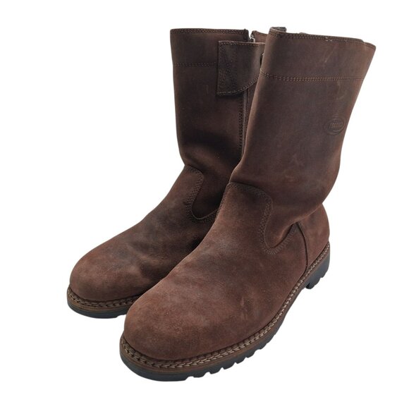 TECNICA Boots Mens Size 11 Brown Suede Shearling Lined Side Zip Winter EU 44.5 - Picture 2 of 10